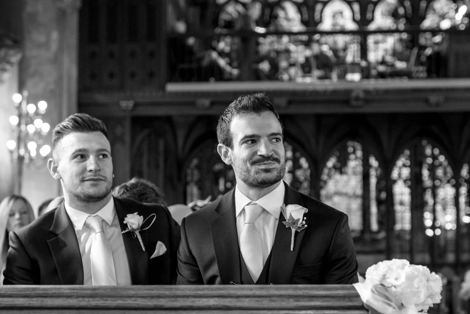 groom waiting at St Etheldredas church