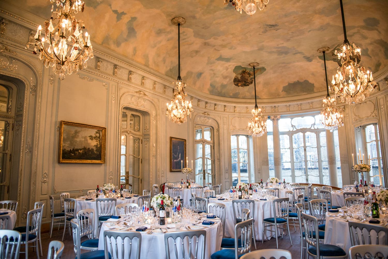 The savile club wedding decor in the ballroom