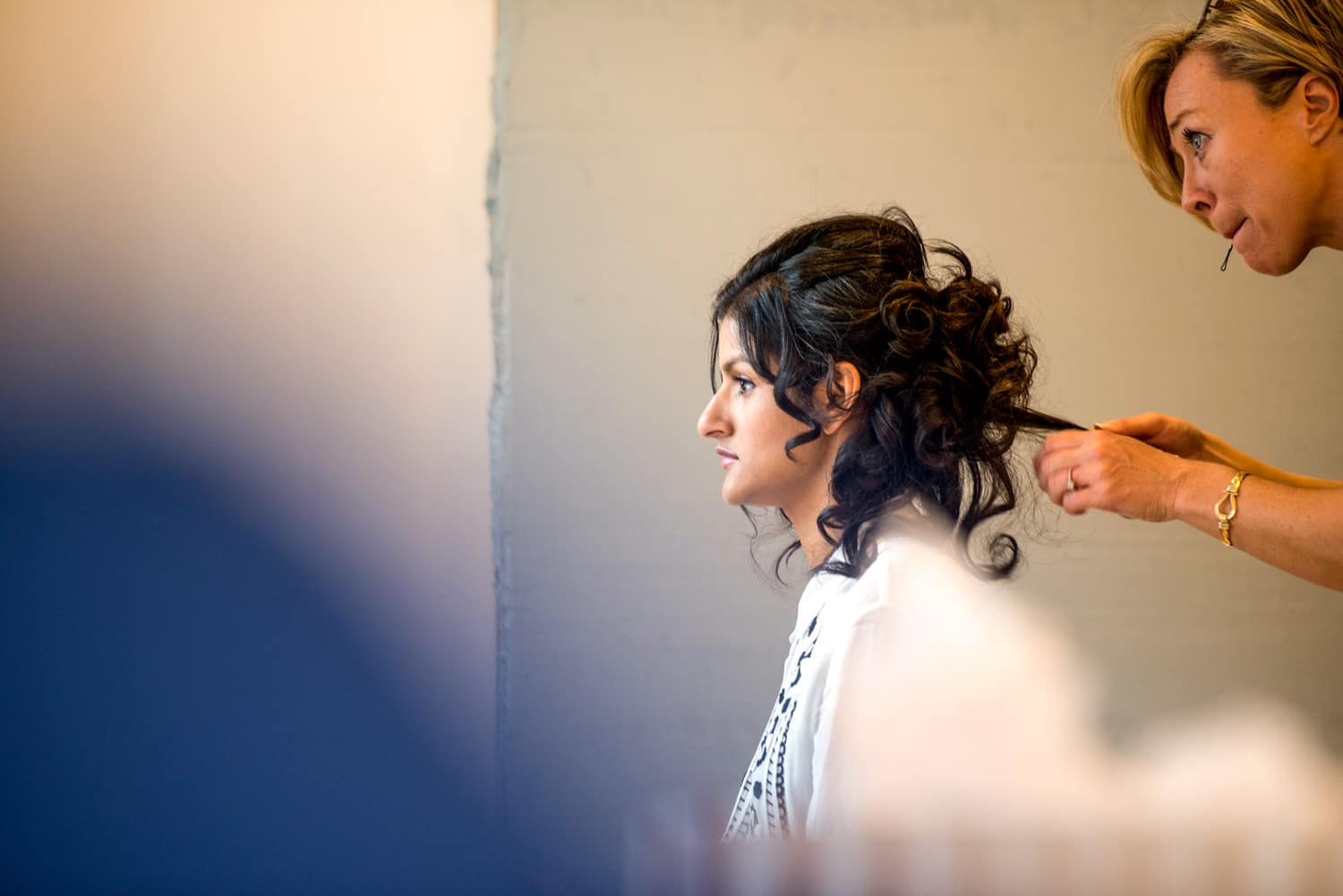 bridesmaid getting ready