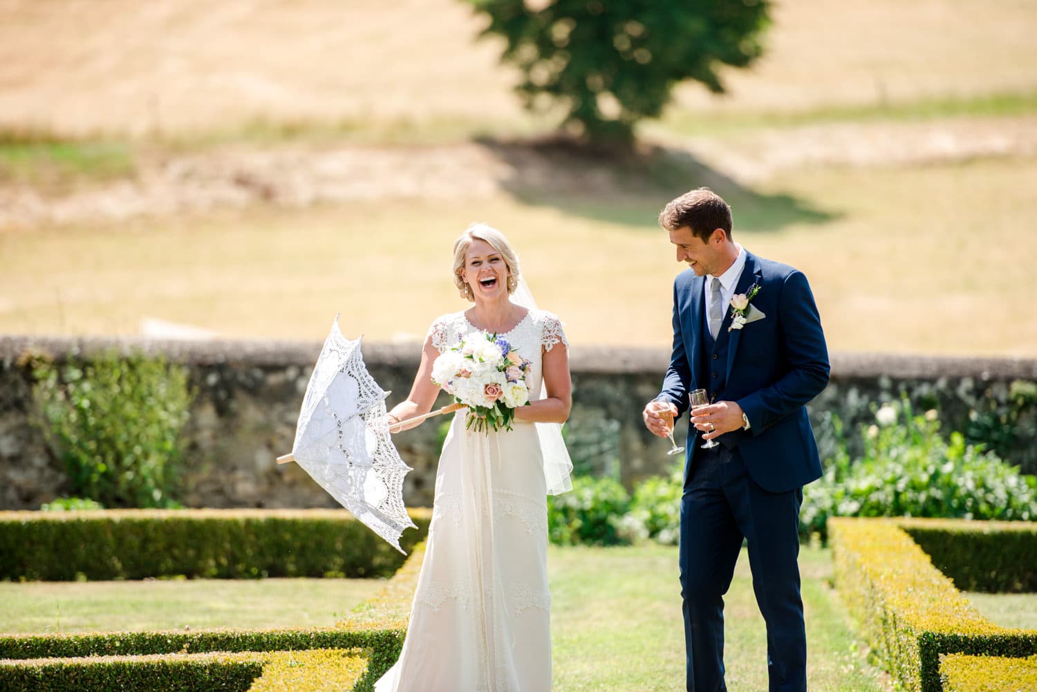 bride and groom at Chateau de Lacoste wedding