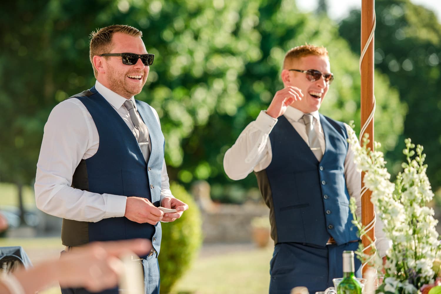 two best men at wedding speeches at Chateau de Lacoste wedding