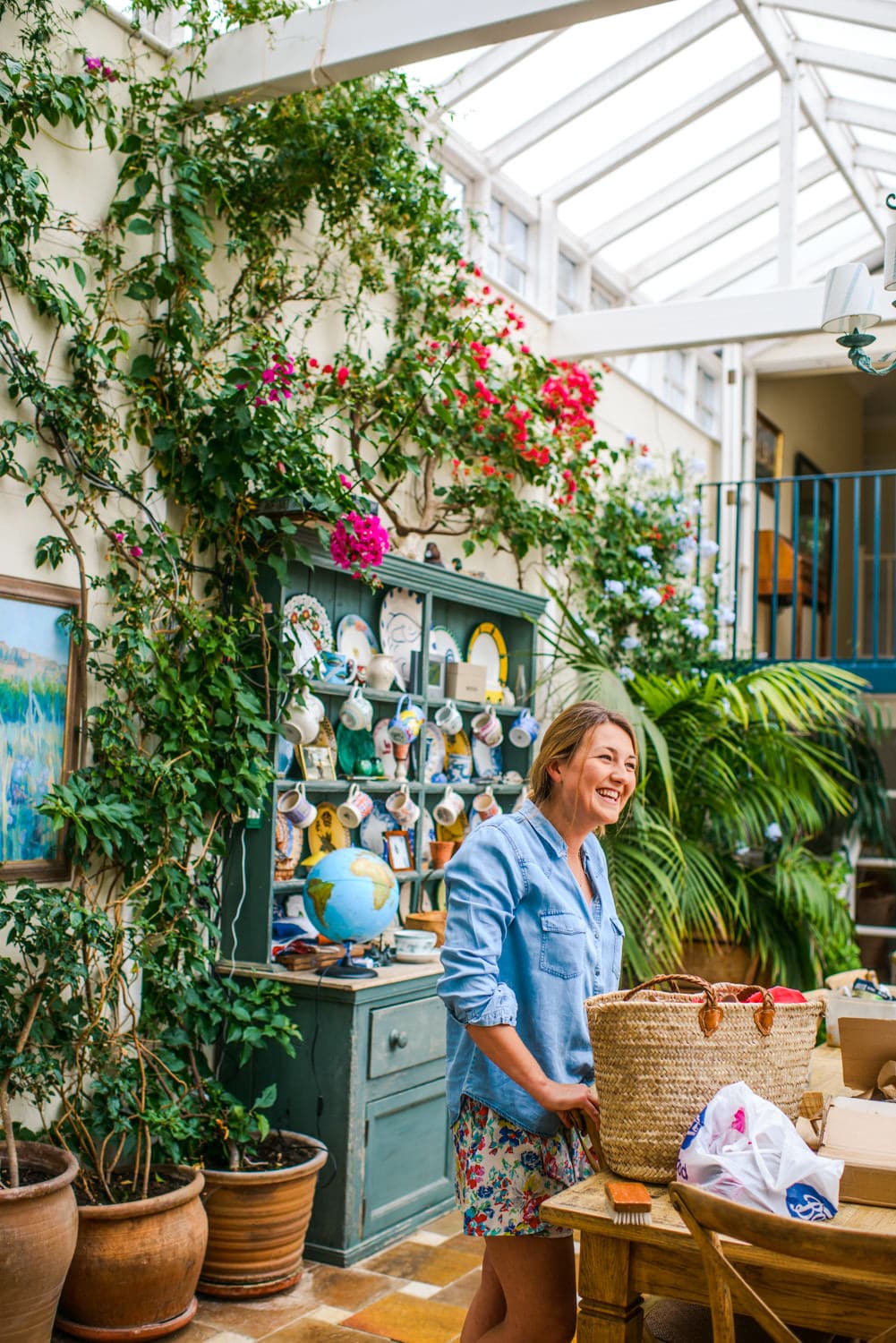 wedding guest in conservatory