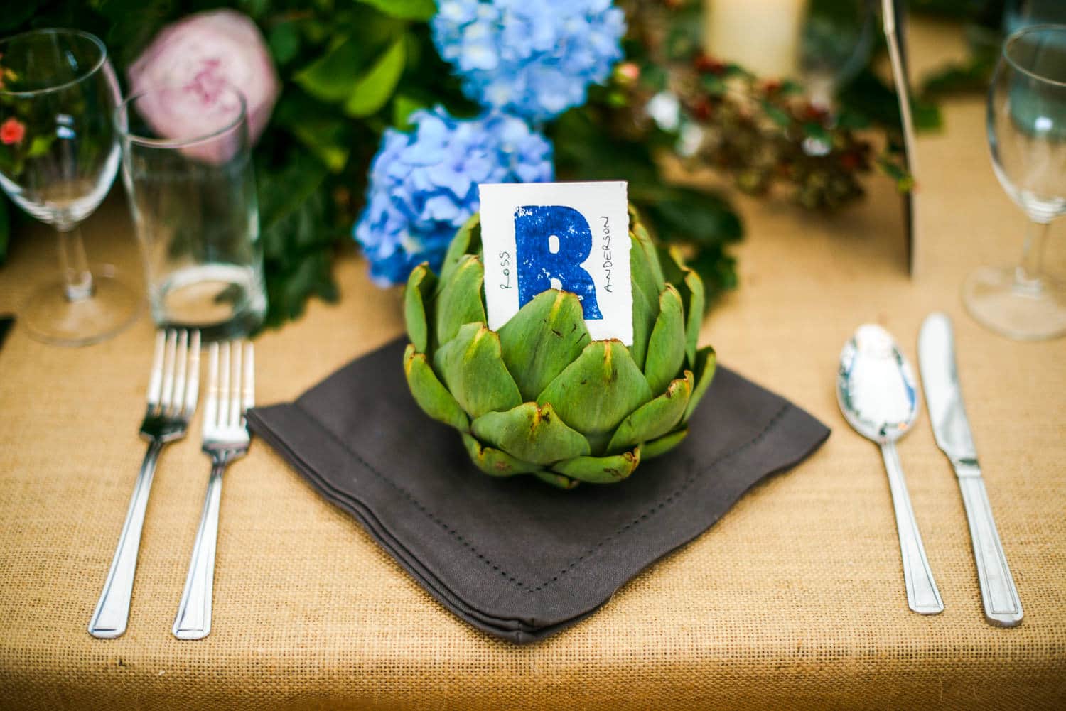 artichoke as wedding decor