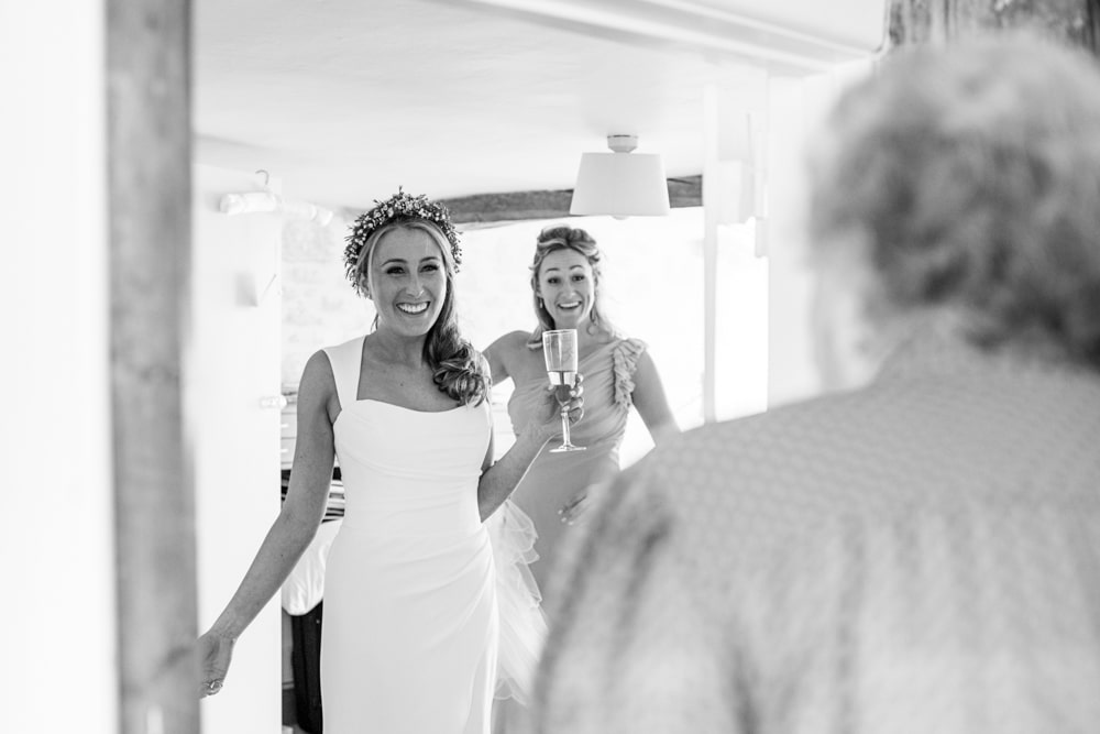 Grandma seeing bride for the first time in her dress