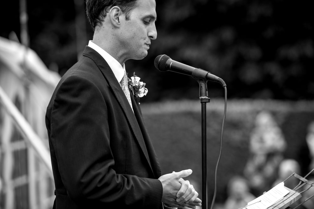 groom getting emotional during his speech