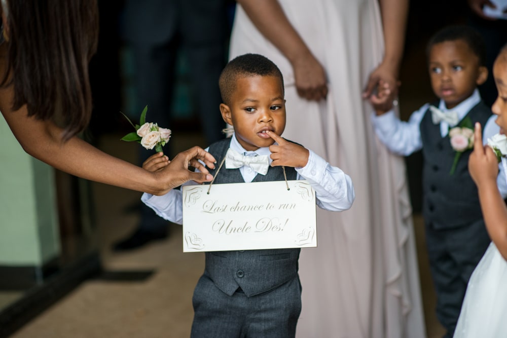 Page boy with cute sign