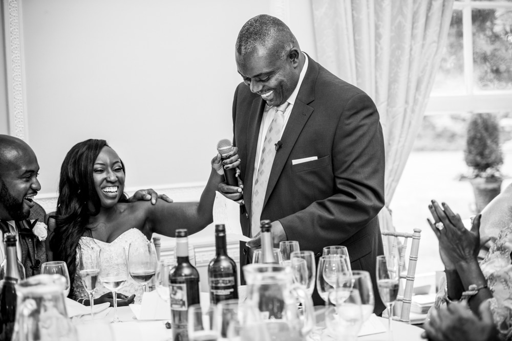 Father of the bride giving his speech at wedding speeches at High Elms Manor