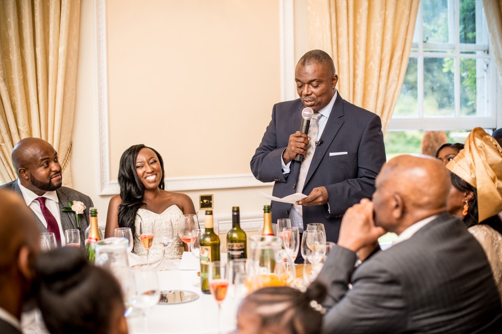 Father of the bride giving his speech at wedding speeches at High Elms Manor