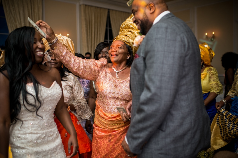 African wedding, guests dancing