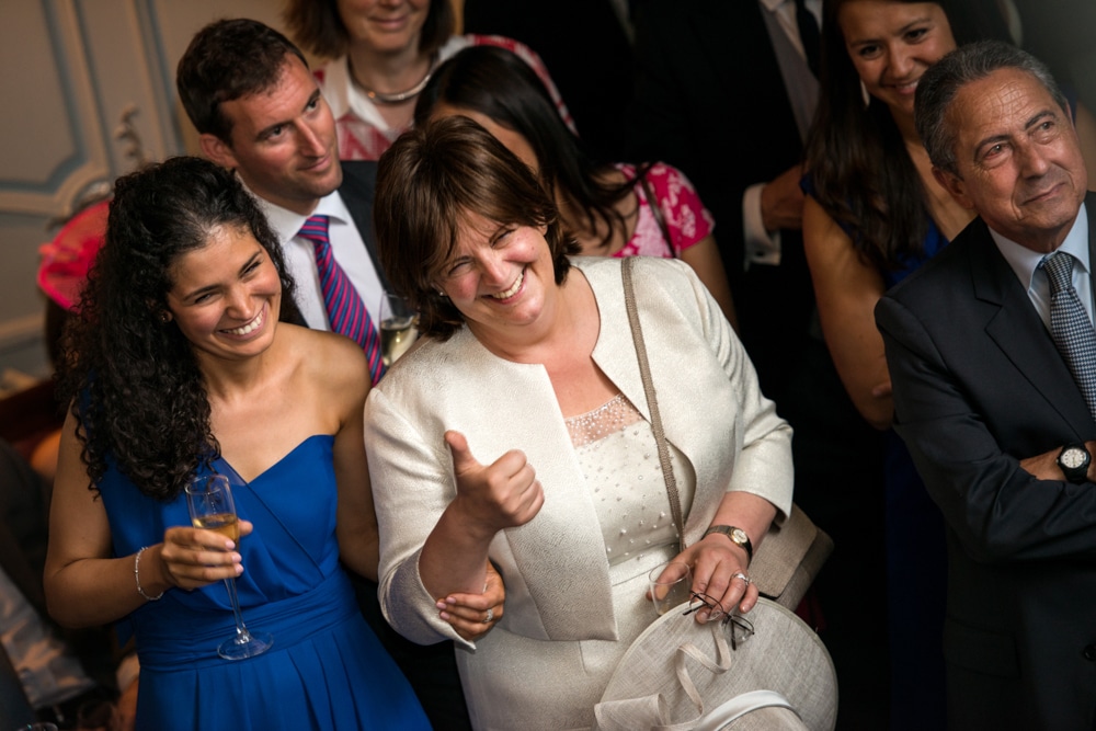 mother of the groom laughing during speeches