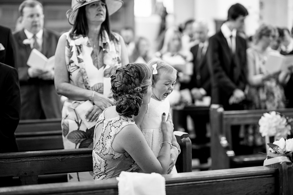 flower girl crying in church