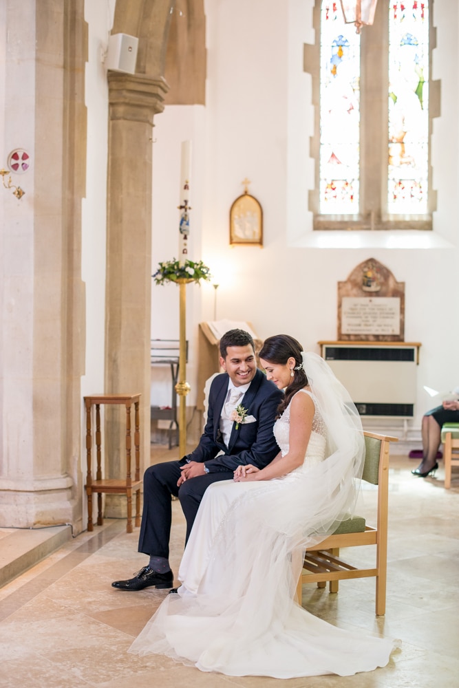 bride and groom during church ceremony