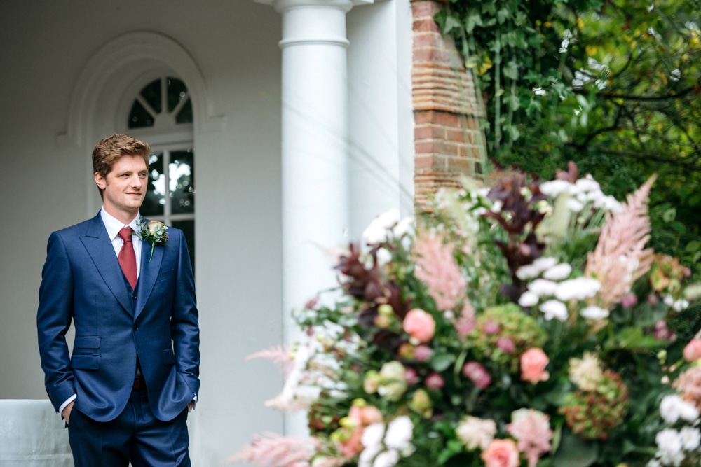 groom waiting for his bride at Micklefield Hall