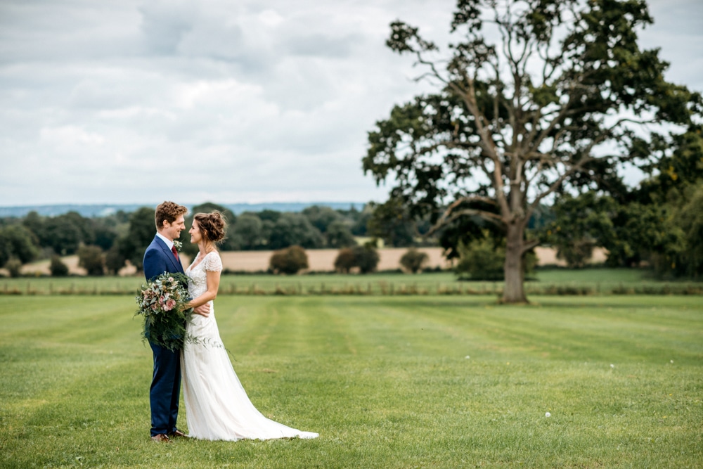 Bride and groom portraits at Micklefield Hall