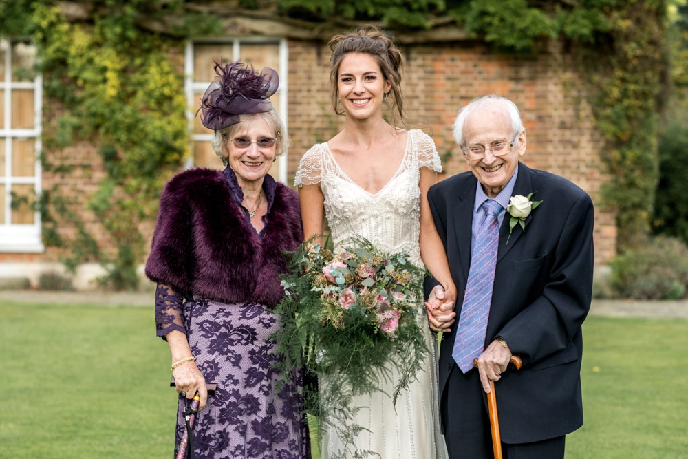 bride with grandparents