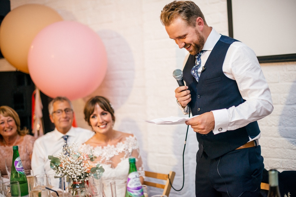 grooms speech at London Fields Brewhouse wedding