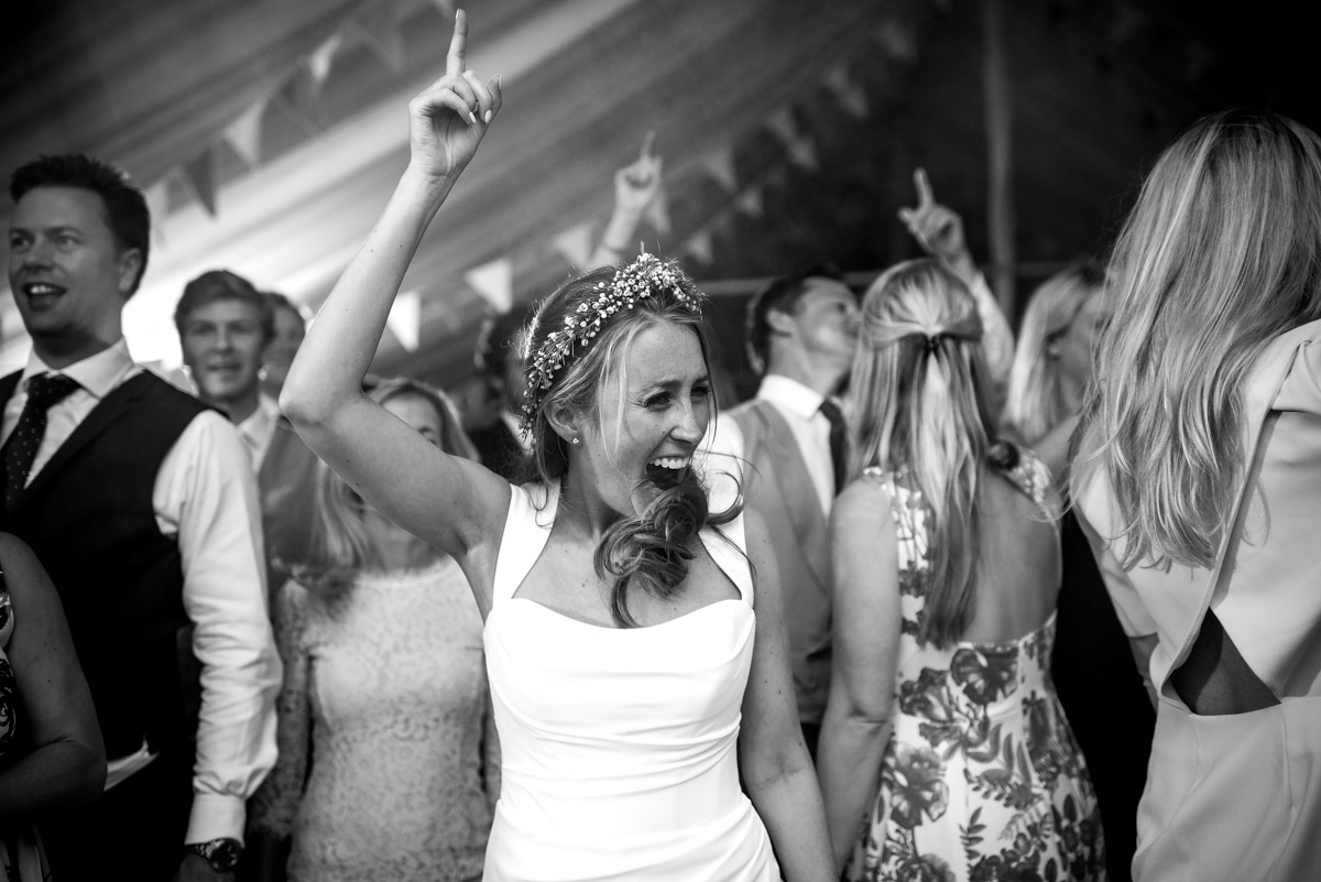 Bride letting loose on the dance floor