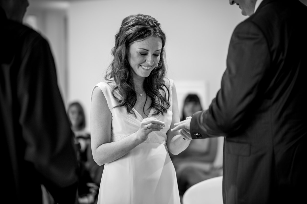 exchanging rings during ceremony