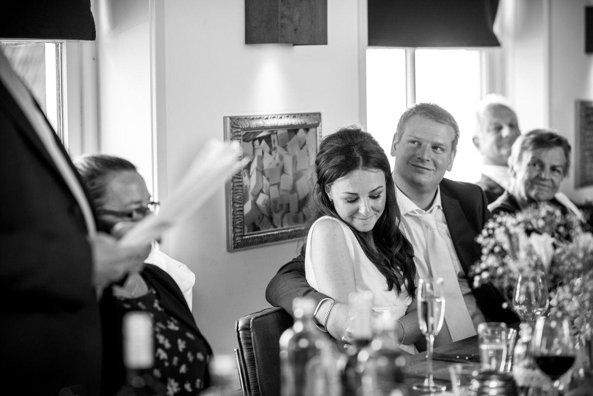 bride listening to speeches