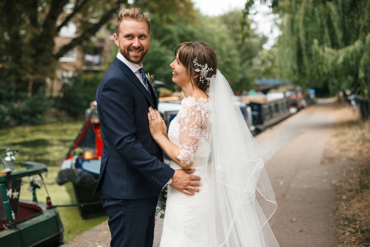 Bride and groom portrait in Victoria Park London