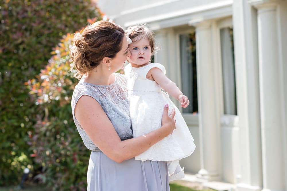 bridesmaid and flower girl