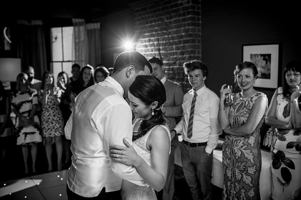 bride and groom on dance floor at bluebells restaurant wedding