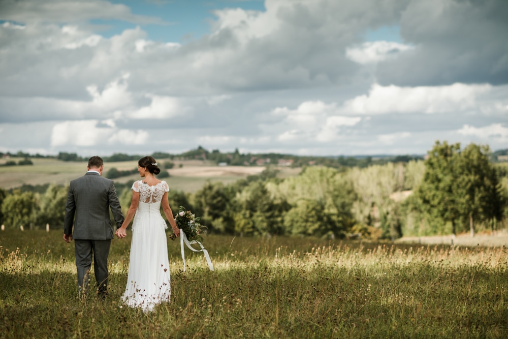 French wedding photography, couple in field