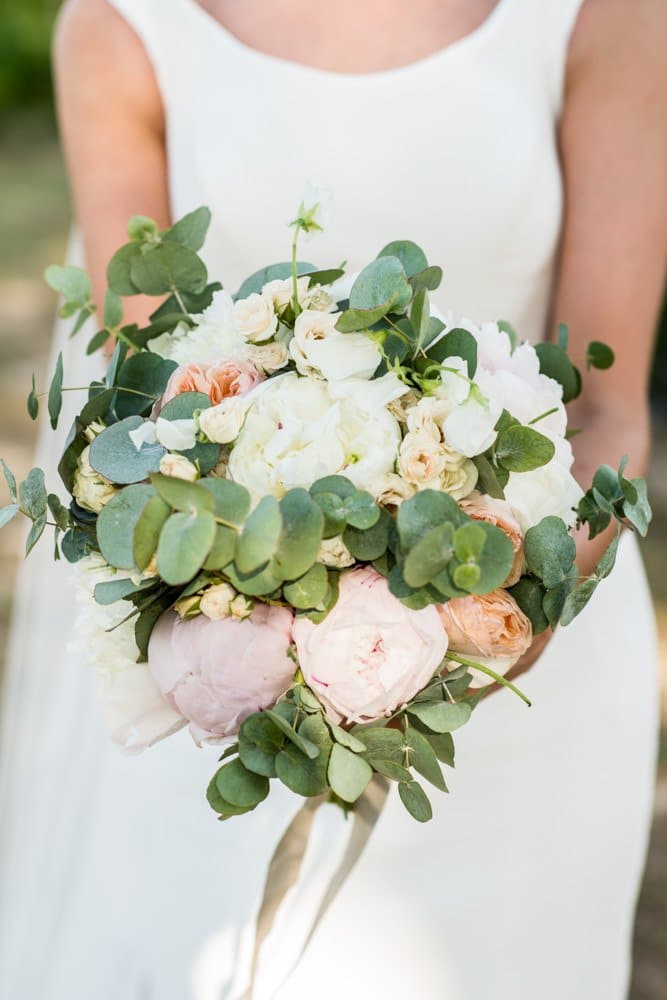 wedding bouquet with pale pinks
