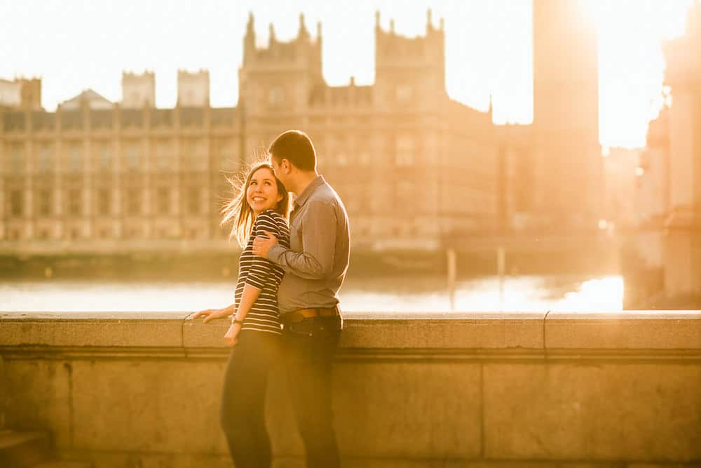 London Southbank Couples Shoot in front of Westminster