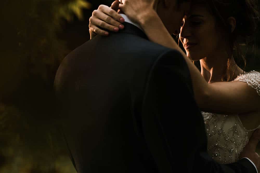 wedding day portrait lit with flash