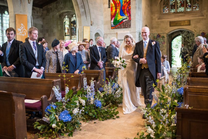 bride walking down the aisle at Bryanston School wedding