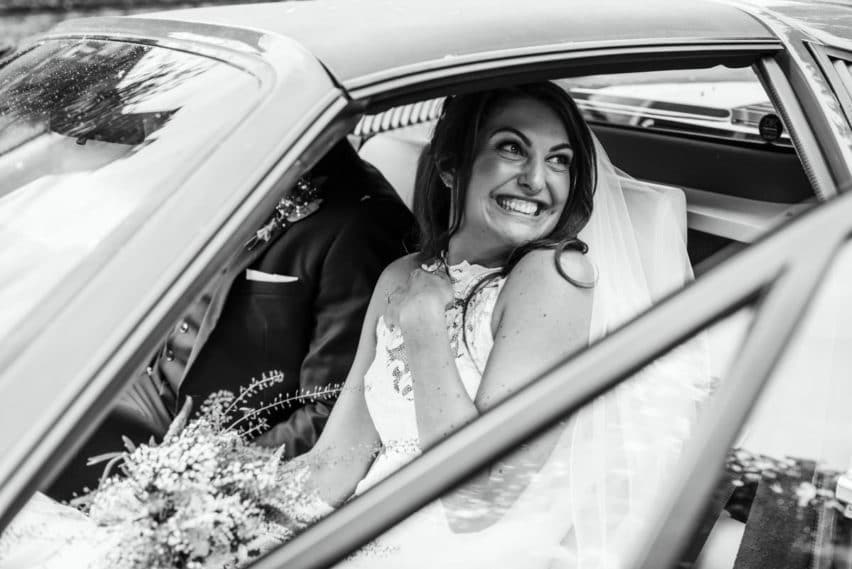 bride in Ferrari