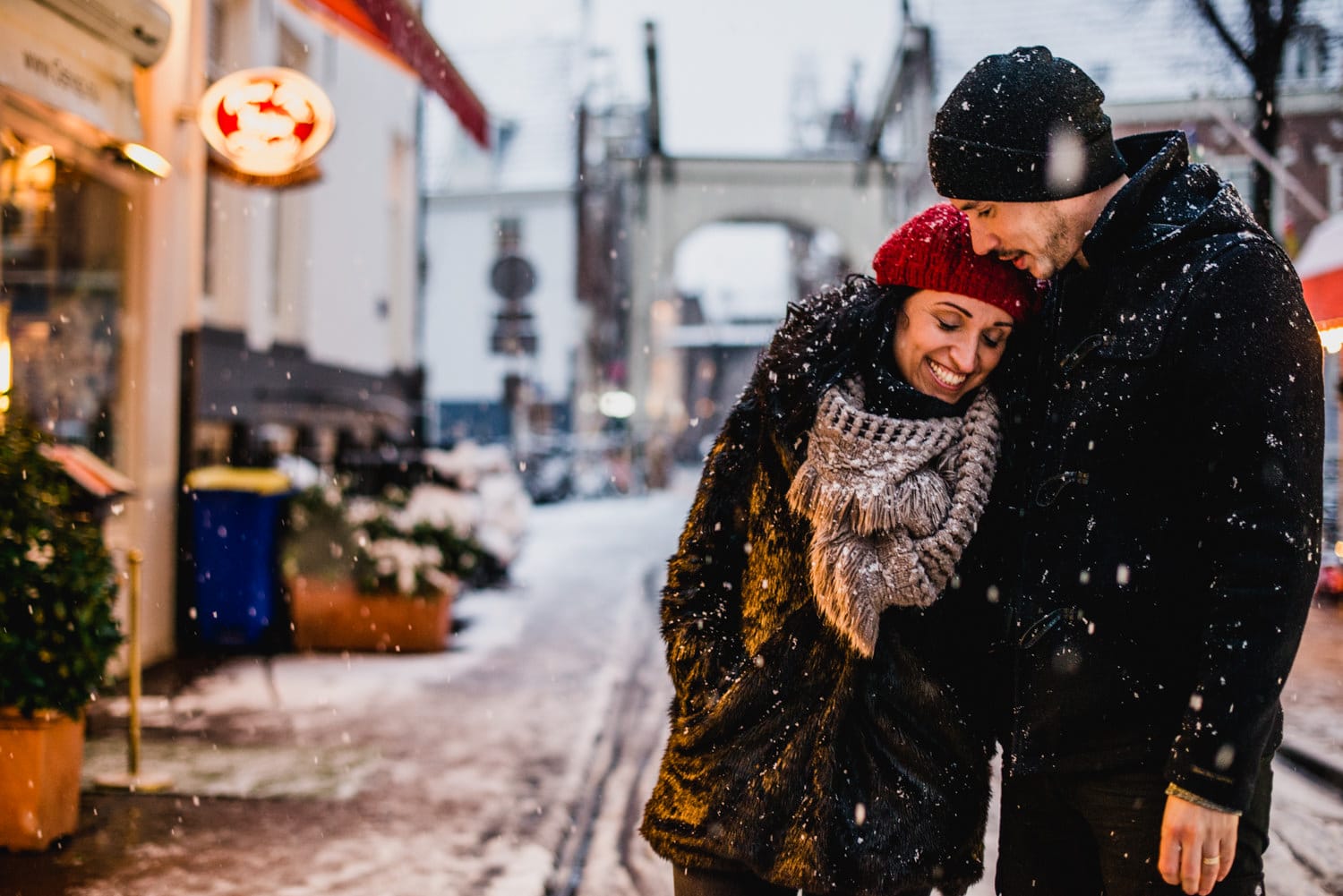 Amsterdam snow couple shoot