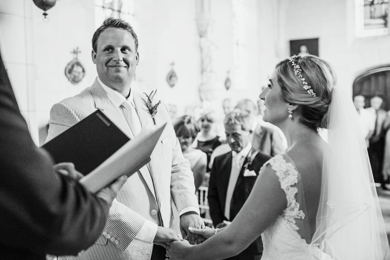 wedding ceremony in chapel at Chateau de Lacoste France