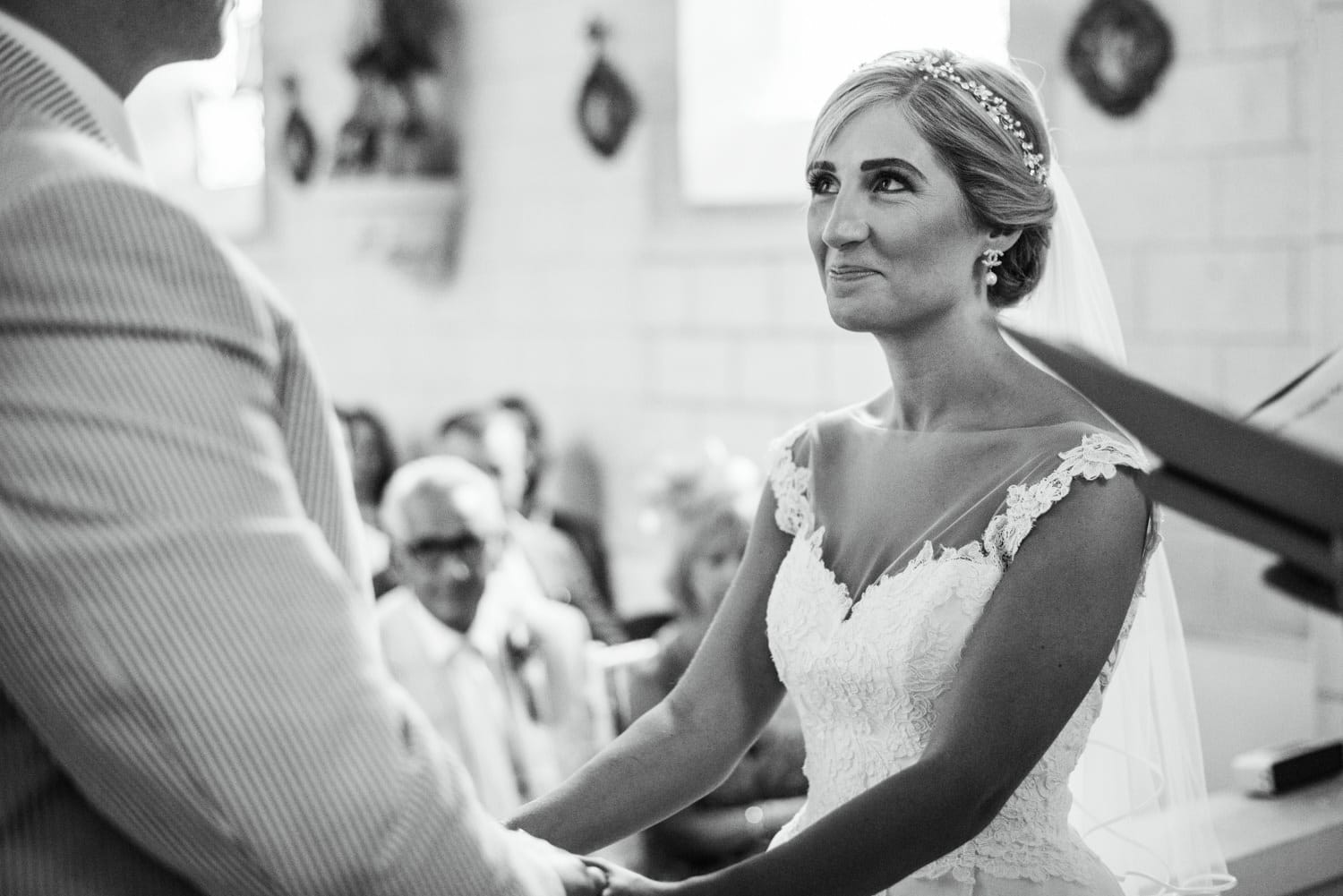 wedding ceremony in chapel at Chateau de Lacoste France