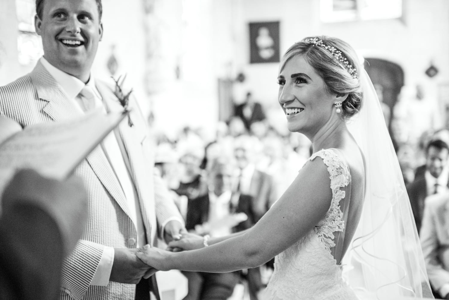 wedding ceremony in chapel at Chateau de Lacoste France