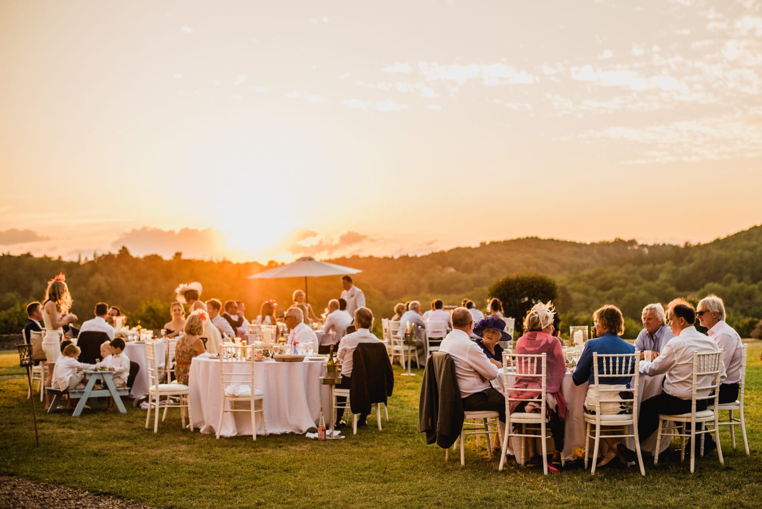 wedding breakfast on the lawn of chateau de Lacoste France