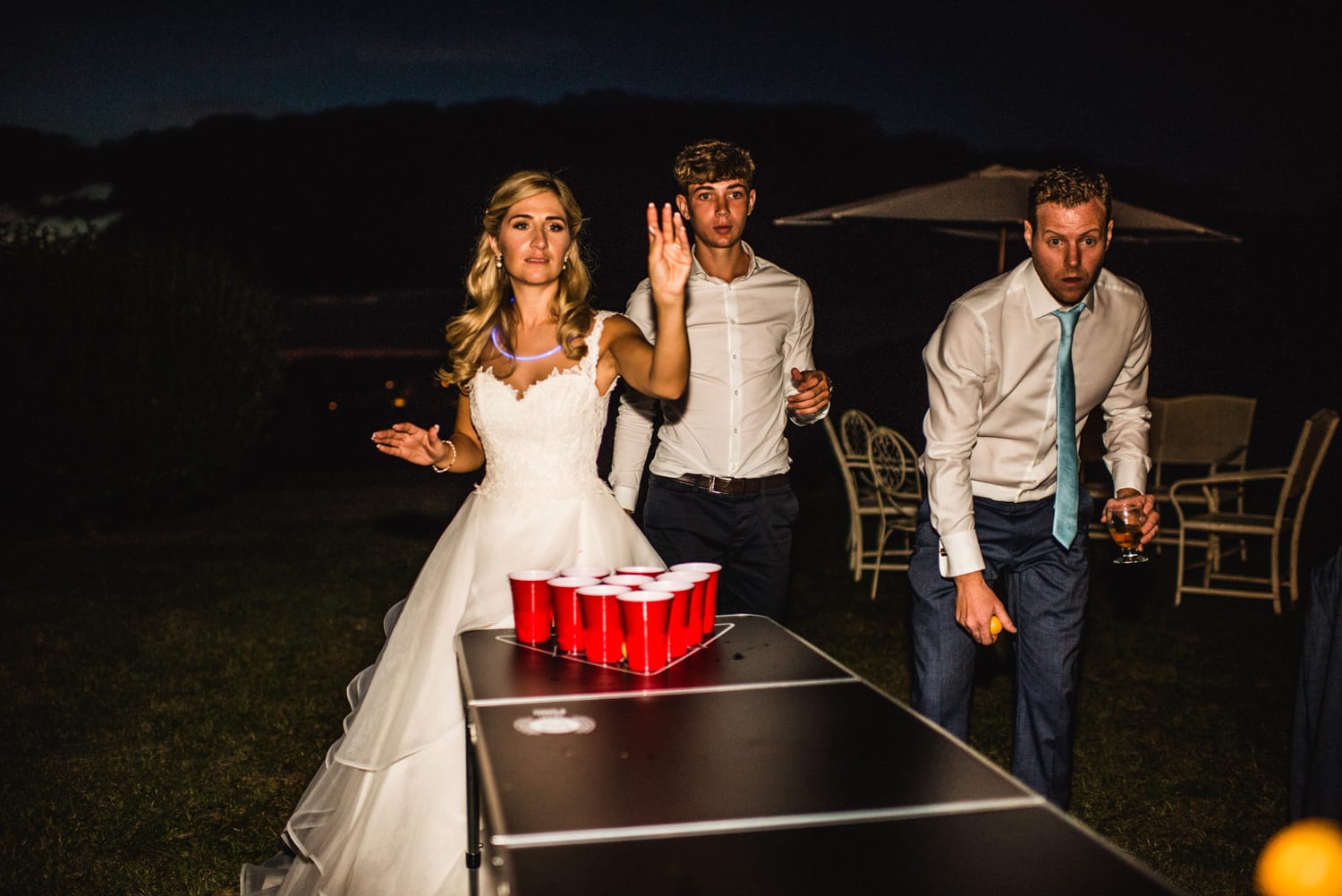 beer pong at wedding