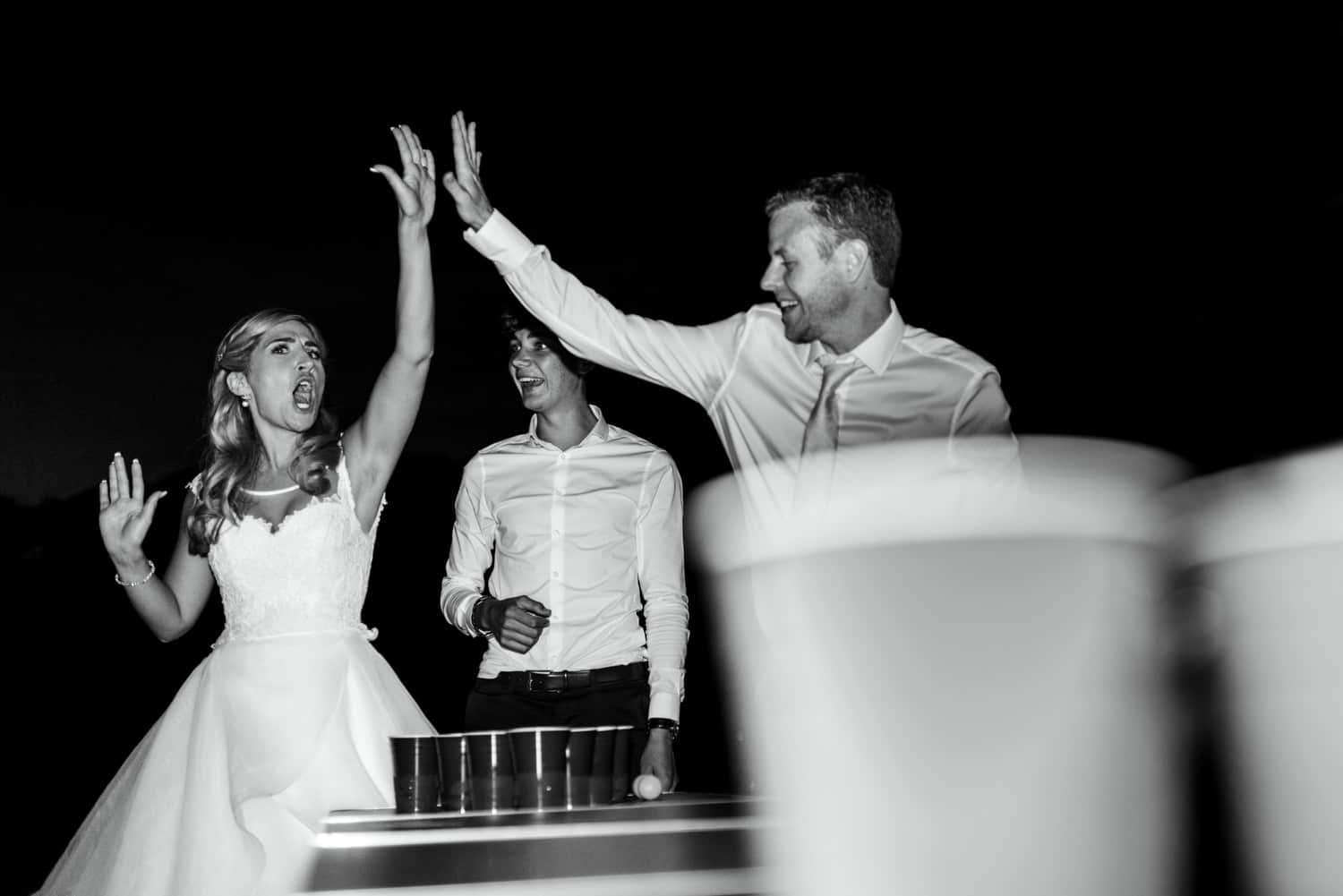 beer pong at wedding