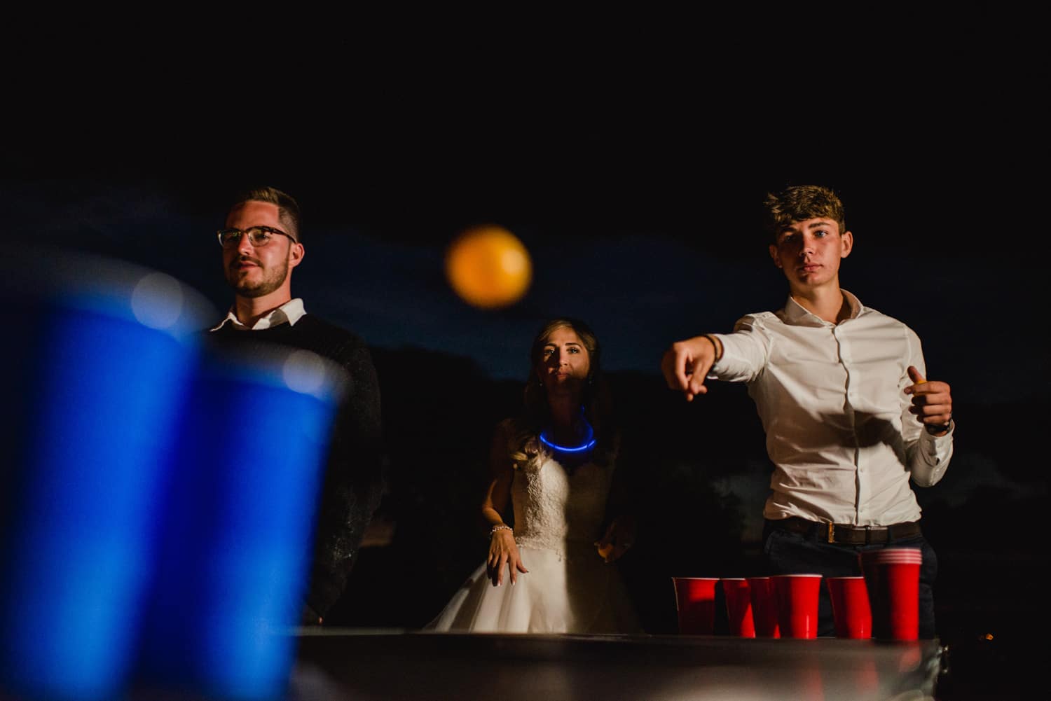 beer pong at wedding