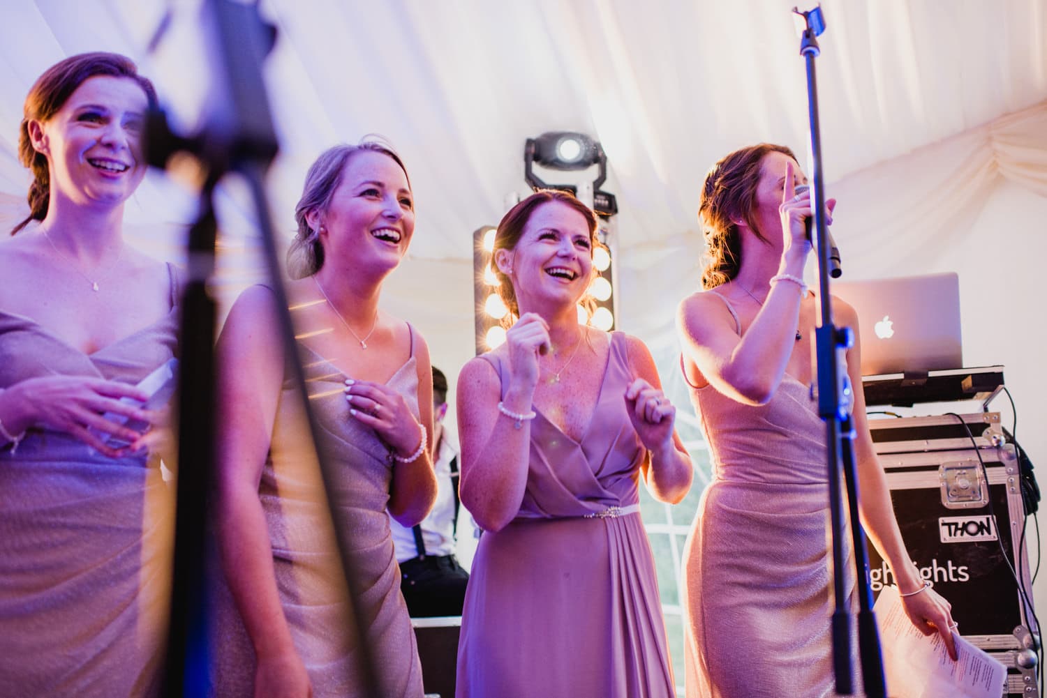 bridesmaids rapping at wedding