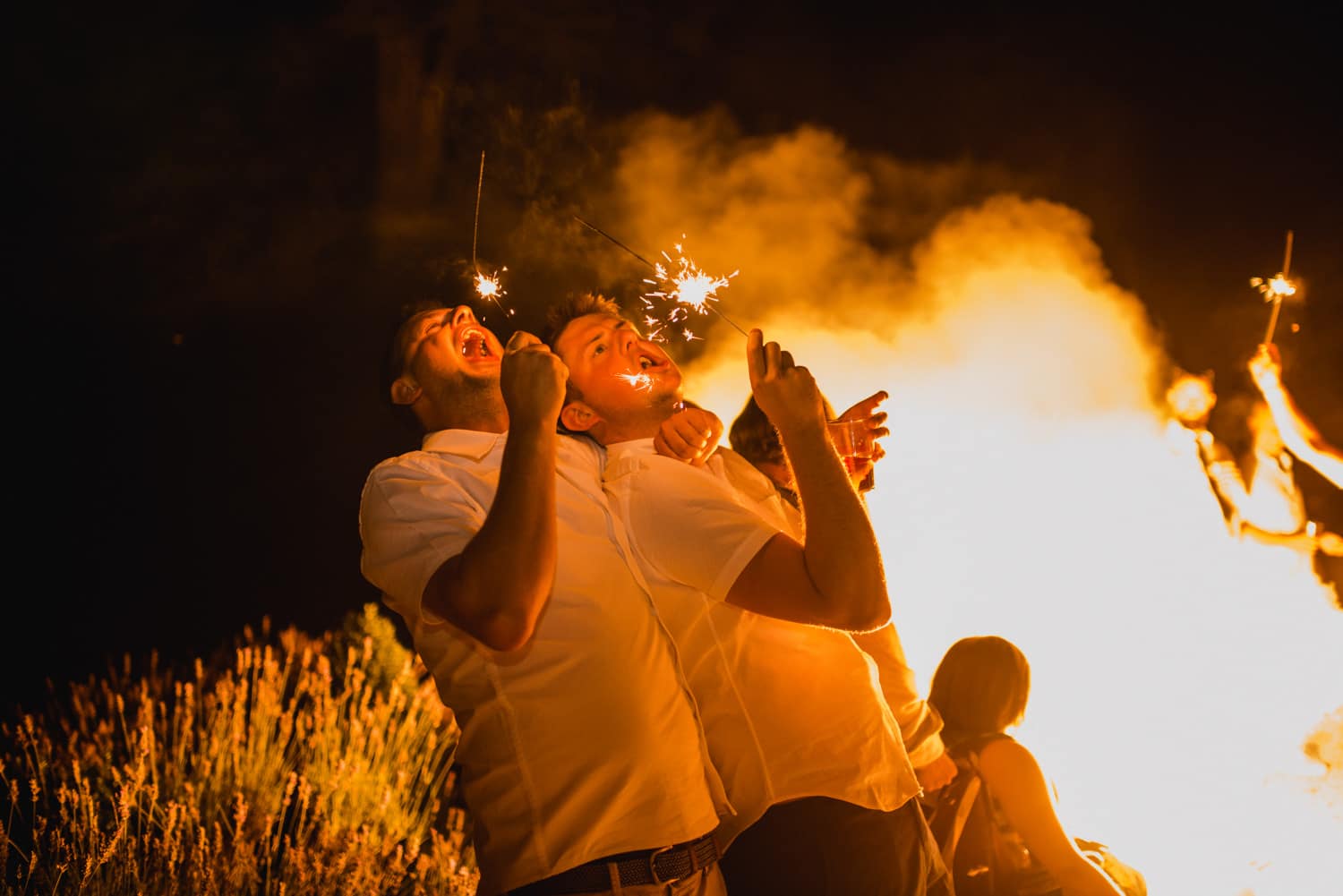 sparklers at wedding