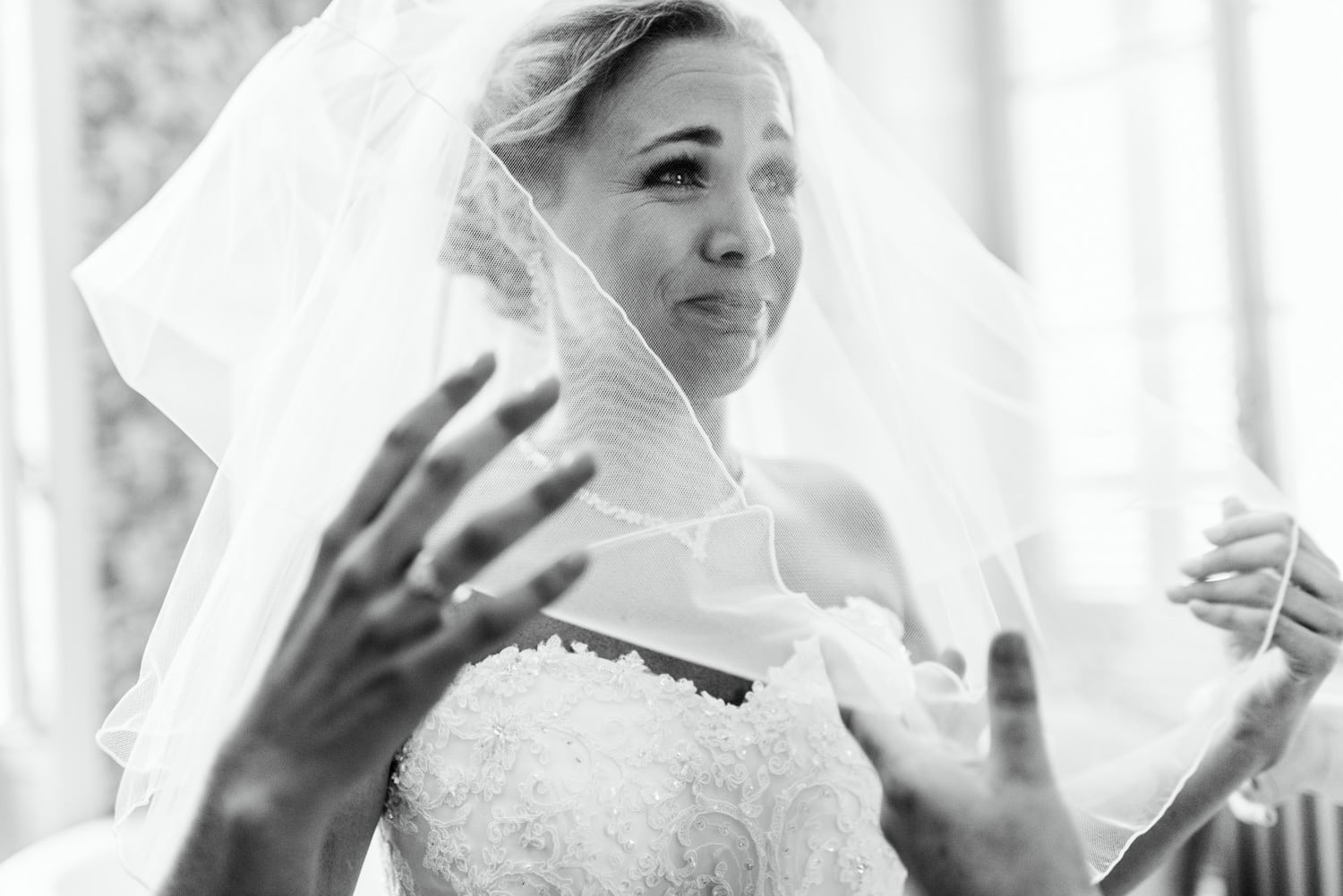 emotional bride under veil