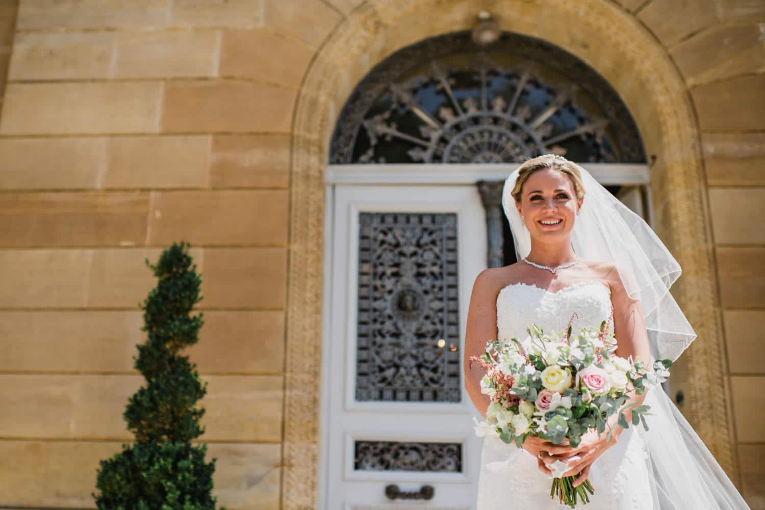 Wedding Photography in France bride outside chateau la Durantie