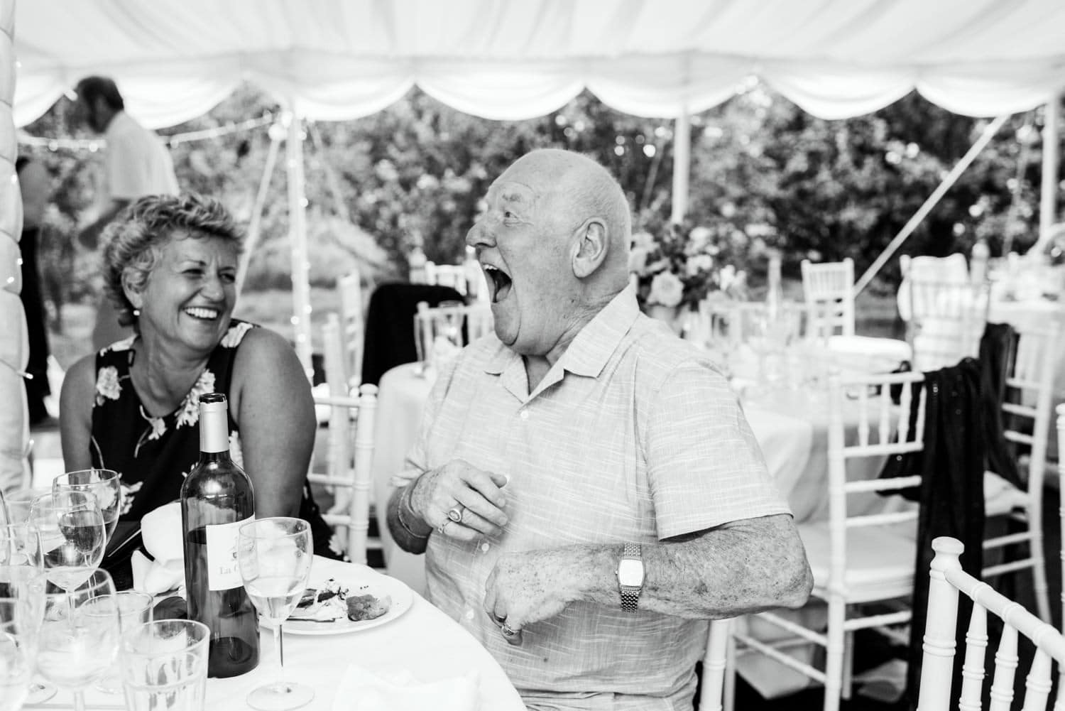 grandad laughing during speeches