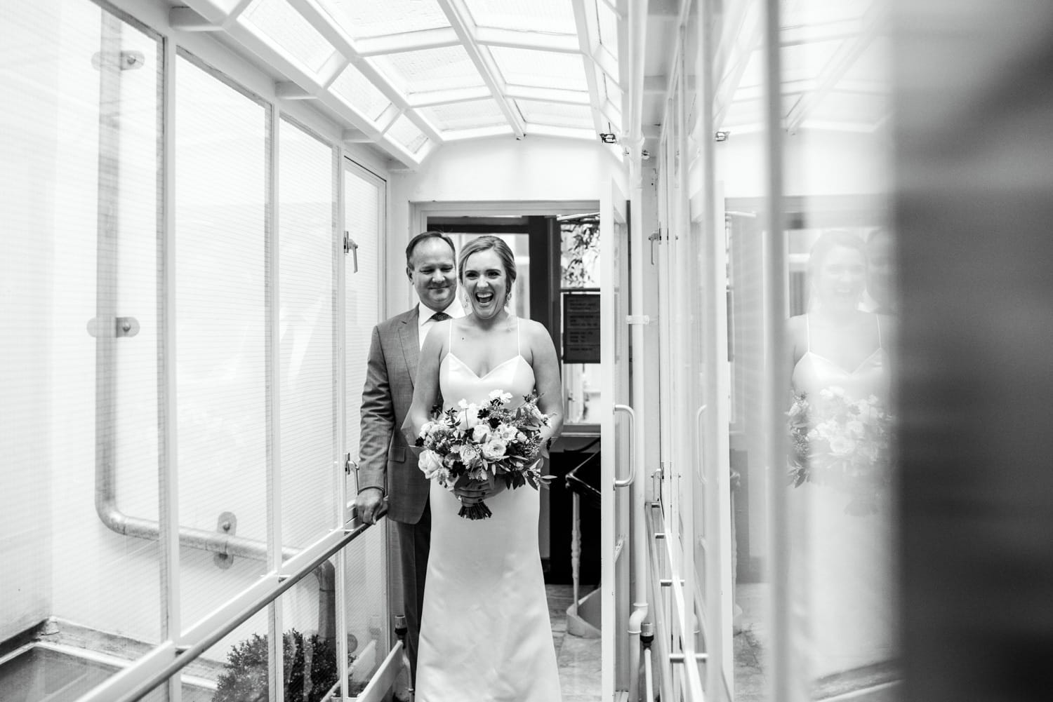 bride and father just before ceremony at Pulitzer Hotel Amsterdam