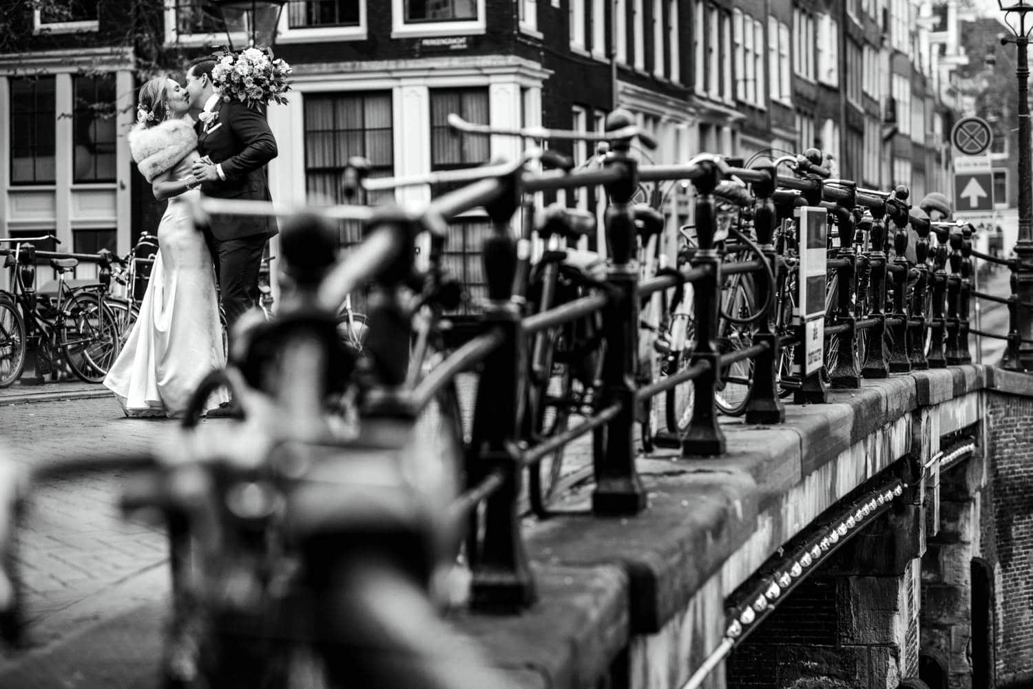 wedding portraits outside Pulitzer Hotel Amsterdam