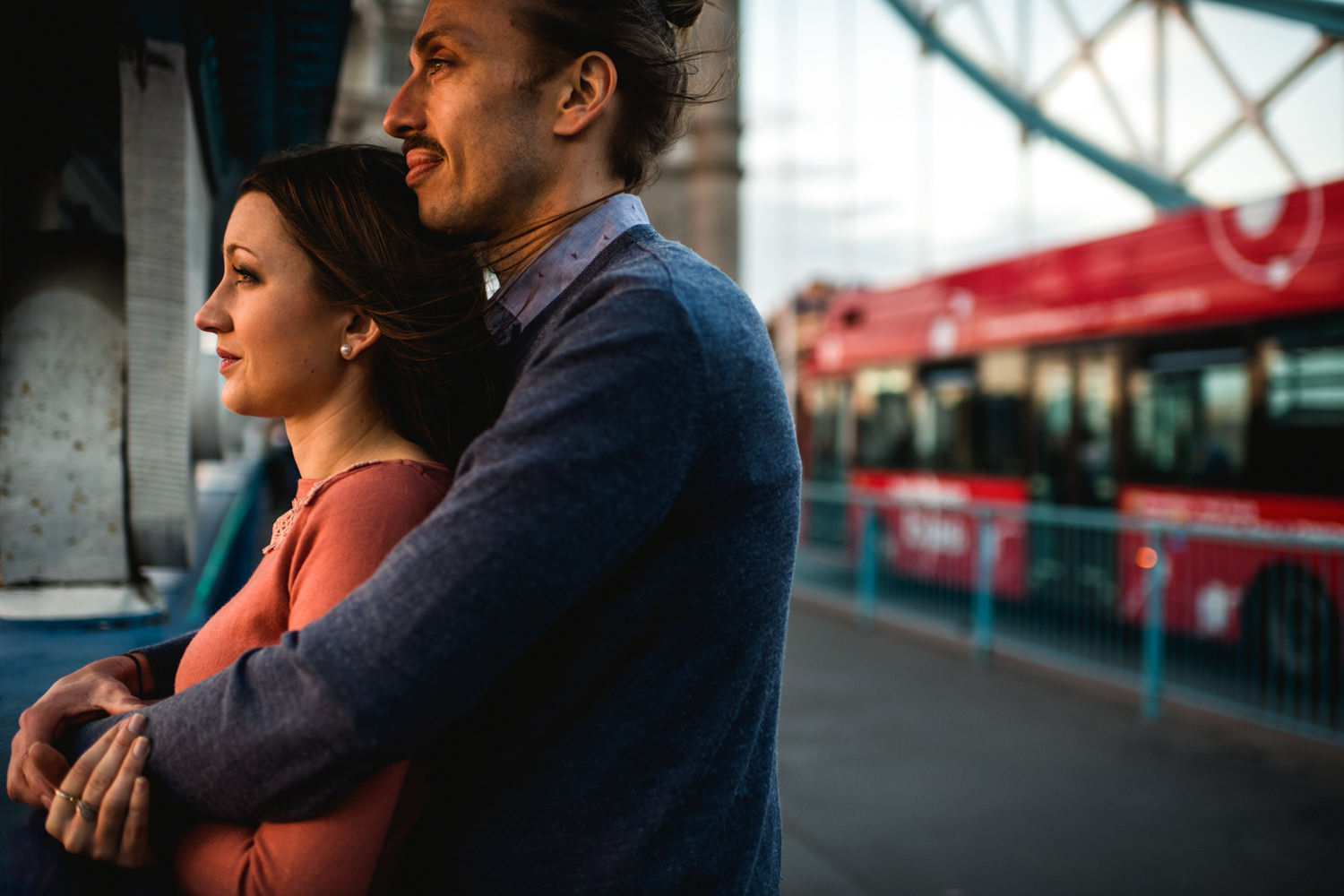 London Engagement Photography - Couple on Tower Bridge