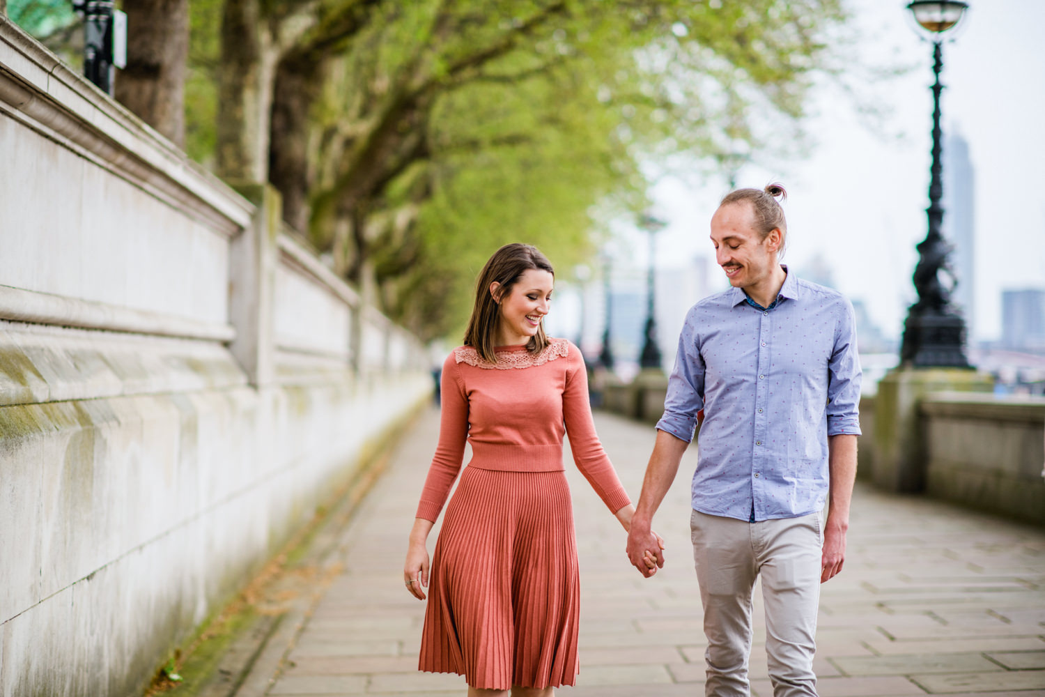 London Engagement Photography - Couple along Southbank