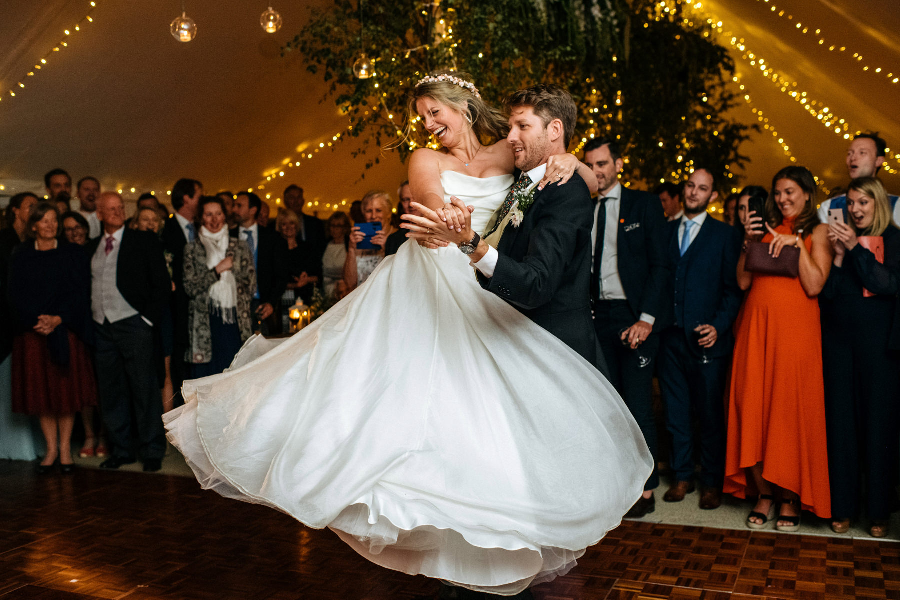 bride spinning around dancefloor
